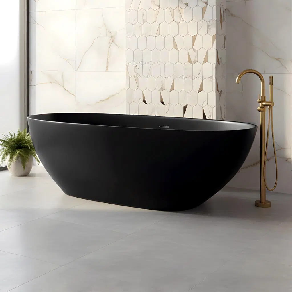 Nera Matt Black Freestanding Bath | Oval Shape Black Bath | Next day delivery Ireland and the UK | Bathshed