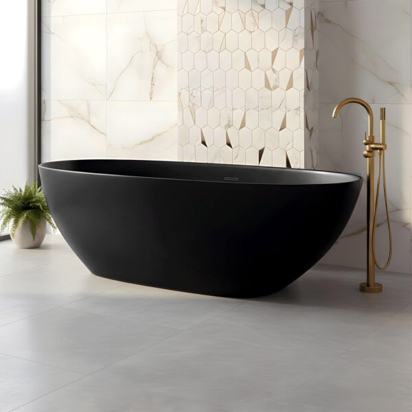 Nera Matt Black Freestanding Bath | Oval Shape Black Bath | Next day delivery Ireland and the UK | Bathshed