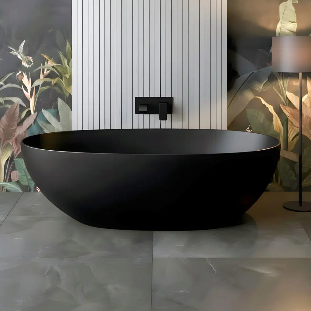 Nera Matt Black Freestanding Bath | Oval Shape Black Bath | Next day delivery Ireland and the UK | Bathshed