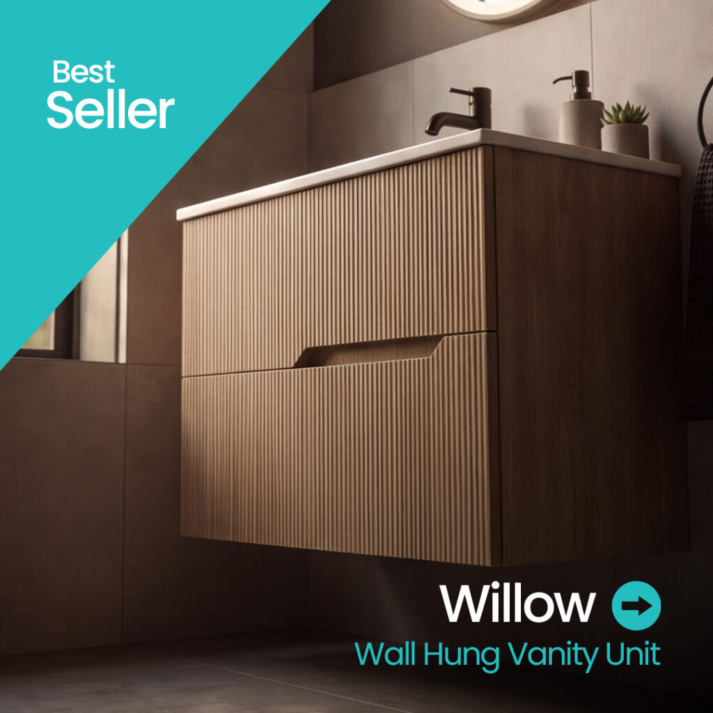 Willow natural oak wall hung vanity unit | Bathroom furniture | Ireland and the UK | Bathshed