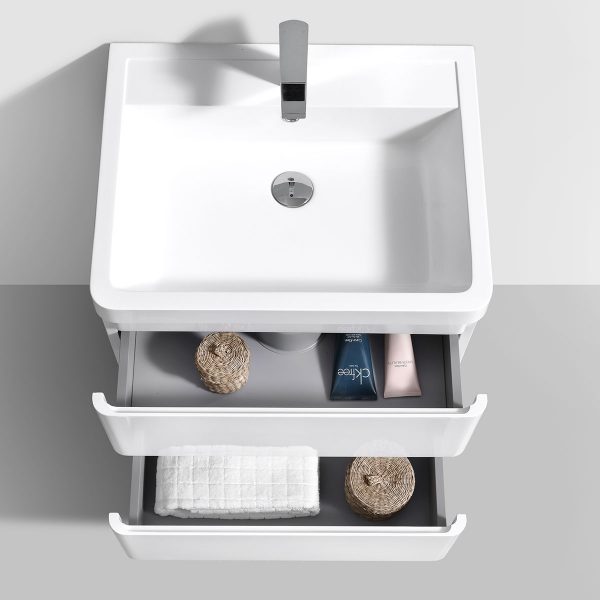 Gotti white floorstanding vanity unit with concealed drawers