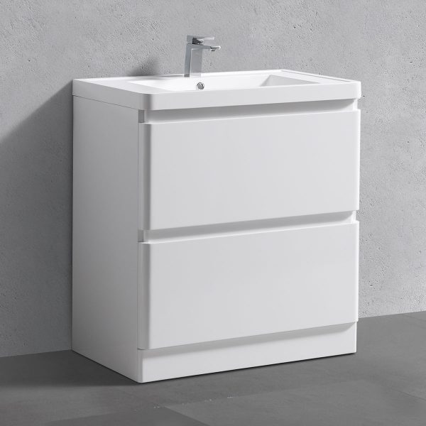 Gotti white floorstanding vanity unit with concealed drawers