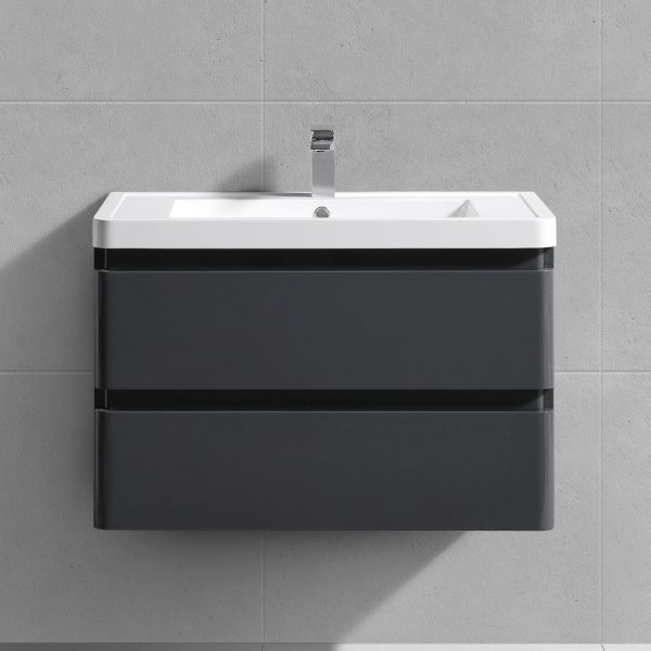 Gotti anthracite wall hung vanity unit with concealed drawers