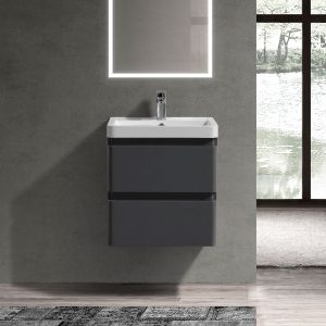 Gotti anthracite wall hung vanity unit with concealed drawers