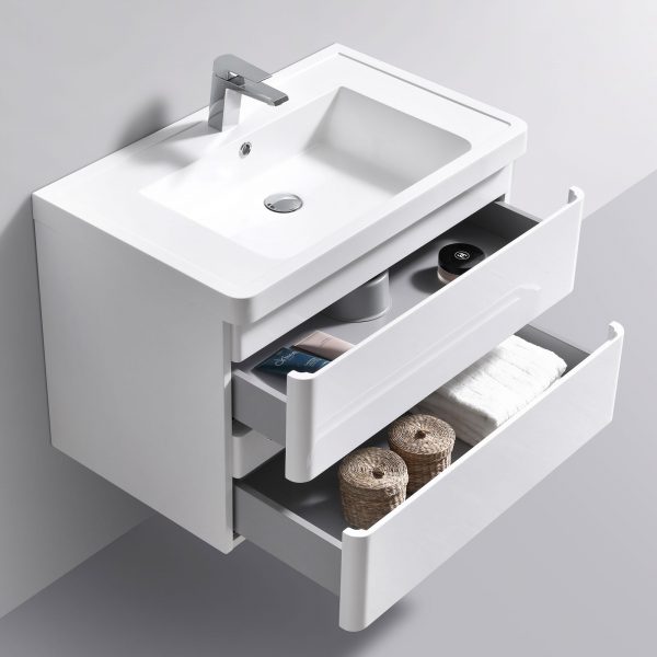 Gotti white wall hung vanity unit with concealed drawers