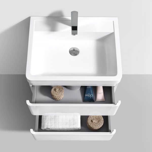 Gotti white wall hung vanity unit with concealed drawers