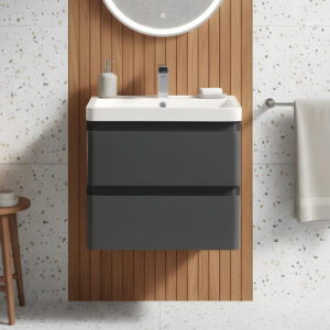 Gotti Grey Wall Hung vanity unit with concealed drawers