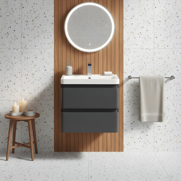 Gotti Grey Wall Hung vanity unit with concealed drawers