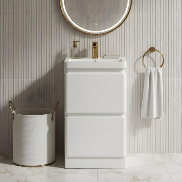 Gotti white floorstanding vanity unit with concealed drawers