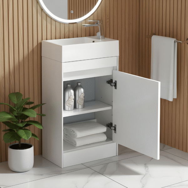 Benni 455mm Floorstanding Cloakroom Unit White