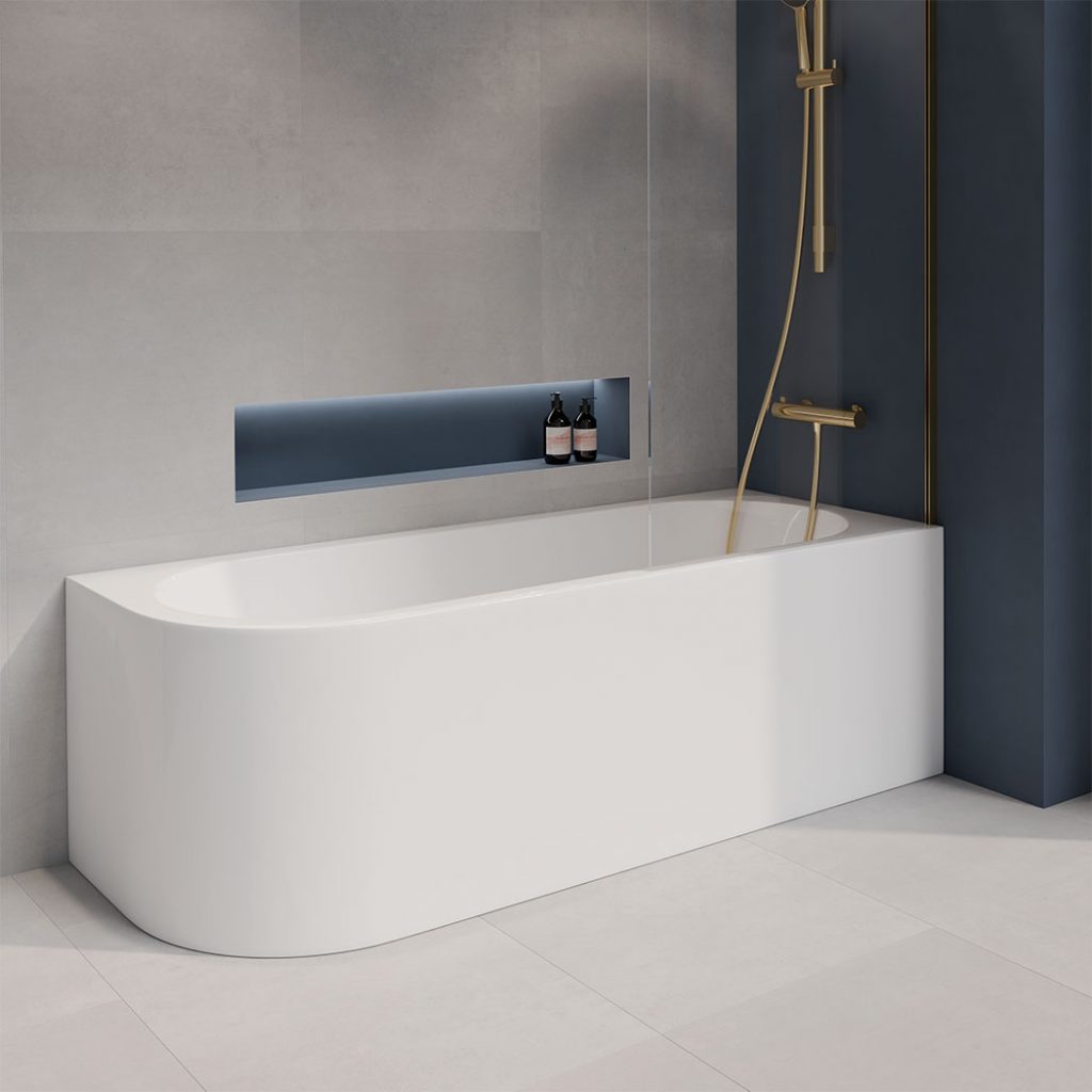 Curva J Shape Bath | Baths | Corner Baths | Delivery Ireland & The UK | Bathshed