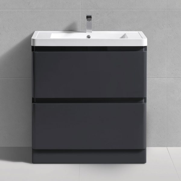 Gotti anthracite floorstanding vanity unit with concealed drawers