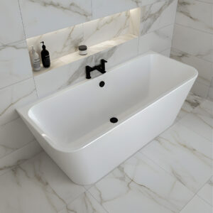 Isla White back to wall Freestanding Bath | Custom Coated Freestanding Baths | Baths | Delivery Ireland and the UK | Bathshed