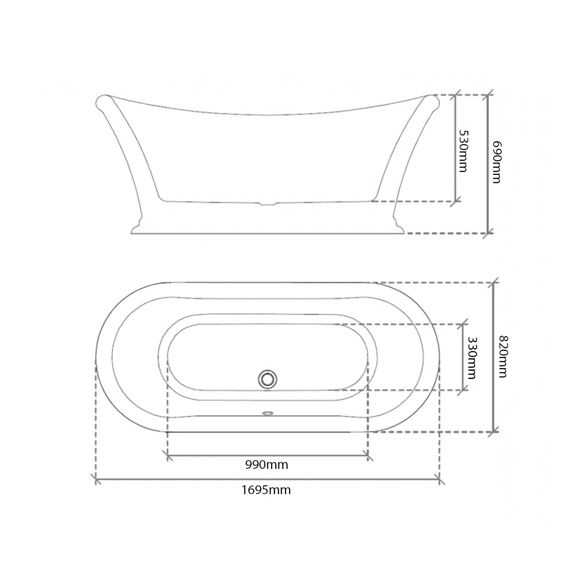 Anna 1695mm Freestanding Bath - Image 8