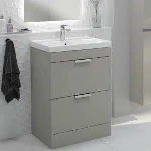 Stockholm 2 Drawer Artic Grey Vanity Unit With Chrome Handles