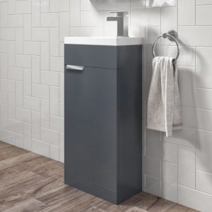 Stockholm 450mm Midnight Grey Floorstanding Cloakroom Unit With Chrome Handles