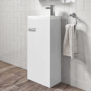 Stockholm 450mm White Floorstanding Cloakroom Unit With Chrome Handles