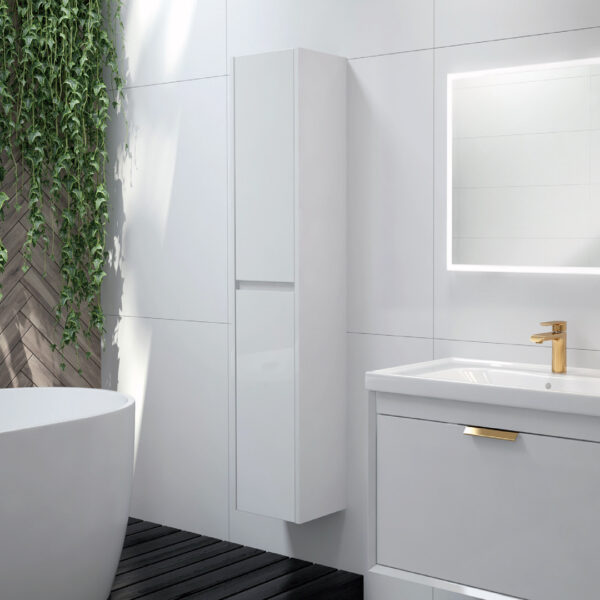 Scandinavian wall hung storage column | Scandinavian bathroom furniture | Sonas Bathrooms | Bathshed | Nationwide Delivery UK and Ireland