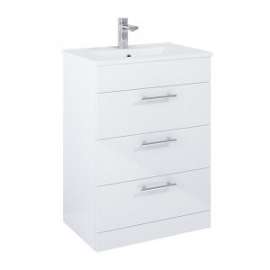 Our Belmont 3 Drawer Gloss Grey Floostanding Cloakroom Unit combines a designer look with practical storage. Nationwide delivery Ireland & UK.