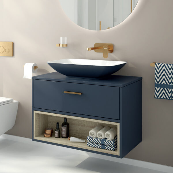 Malmo Countertop 1 drawer wall hung vanity unit | Scandinavian bathroom furniture | Sonas Bathrooms | Bathshed | Nationwide Delivery UK and Ireland