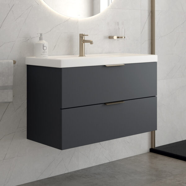 Stockholm 2 drawer wall hung vanity unit | Scandinavian bathroom furniture | Sonas Bathrooms | Bathshed | Nationwide Delivery UK and Ireland