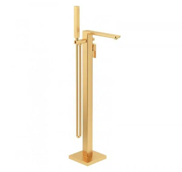 Contour Gold Floor Standing Bath Shower Mixer