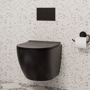Atti matt black wall hung toilet | Bathshed | Toilets Ireland