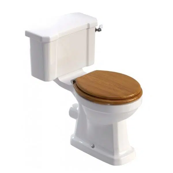 Westbury Traditional Close Coupled Toilet & Oak MDF Soft Close Seat - Image 2