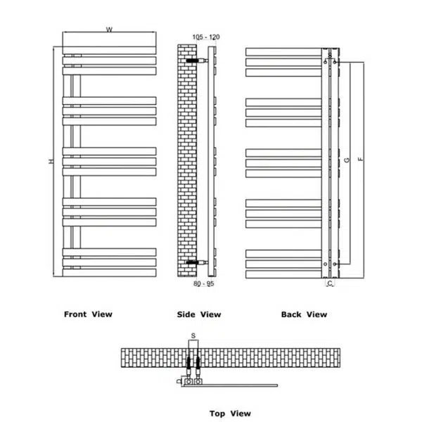 Adera Chrome 1200 x 500mm Designer Radiator - Image 3