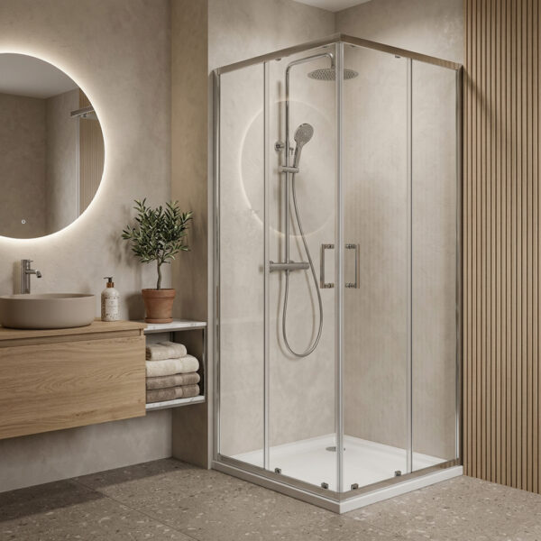 Livari Chrome Corner Entry Shower Door | Bathshed | Delivery UK and Ireland