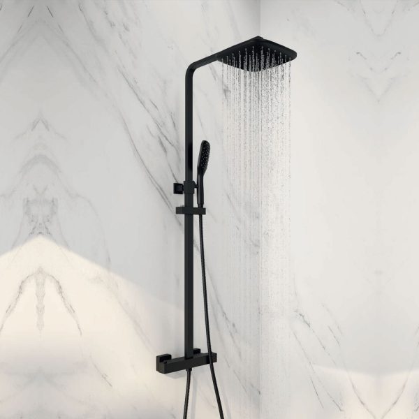 black exposed thermostatic shower kit