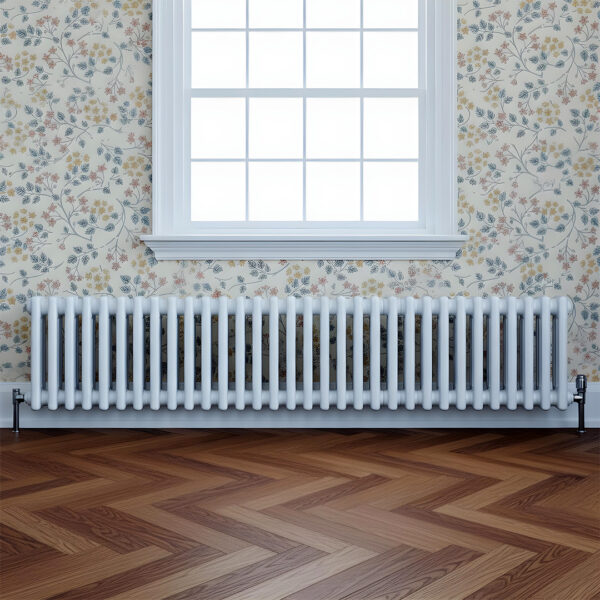 Torino white three column traditional Steel designer radiator horizontal | Bathshed | delivery Ireland and the uk