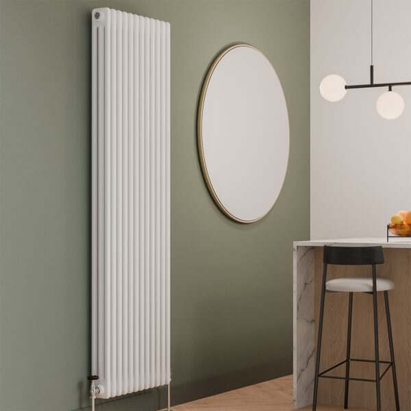 Torino white three column traditional Steel designer radiator vertical | Bathshed | delivery Ireland and the uk
