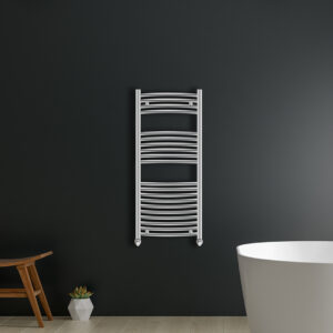 Aldo Chrome 1200 x 500mm Curved Heated Towel Rail
