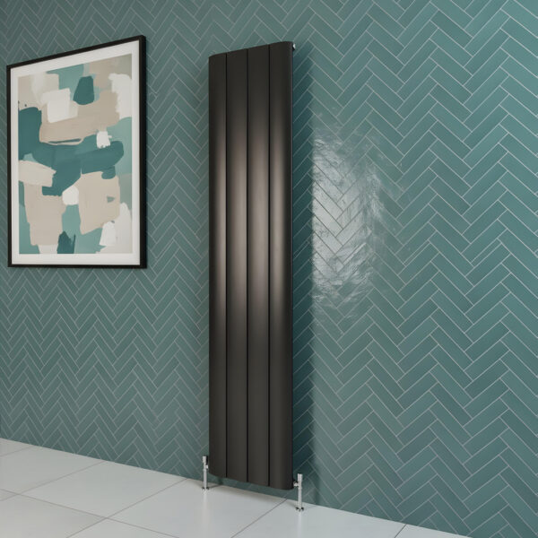 Saturn Black aluminium designer radiator vertical | Bathshed | delivery Ireland and the uk
