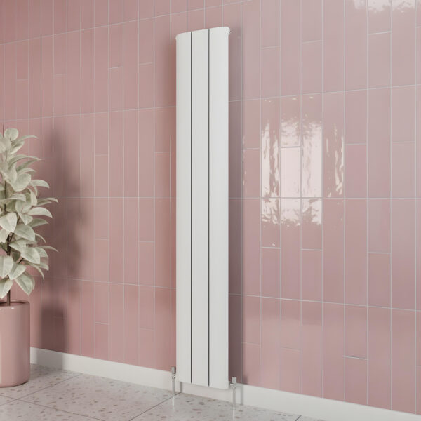 Saturn white aluminium designer radiator vertical | Bathshed | delivery Ireland and the uk