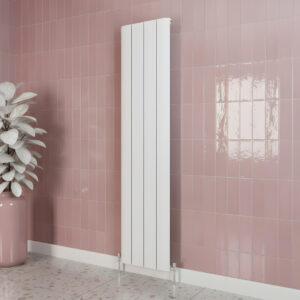 Saturn white aluminium designer radiator vertical | Bathshed | delivery Ireland and the uk