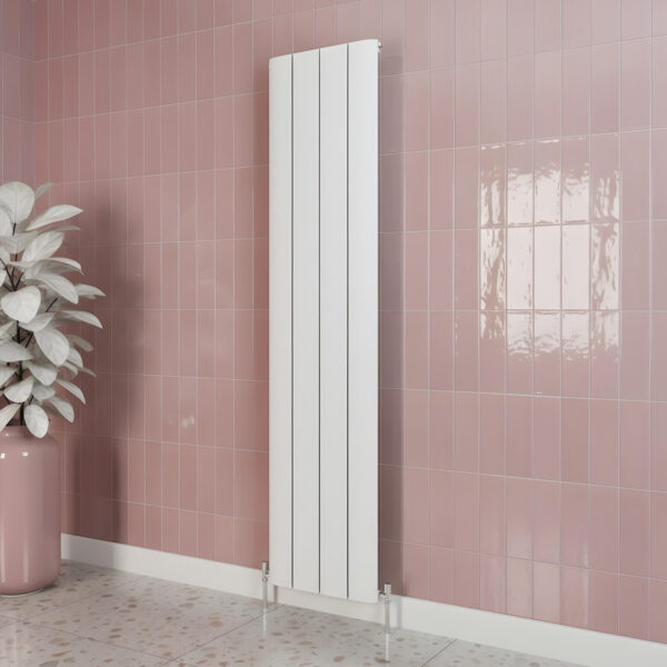 Saturn white aluminium designer radiator vertical | Bathshed | delivery Ireland and the uk