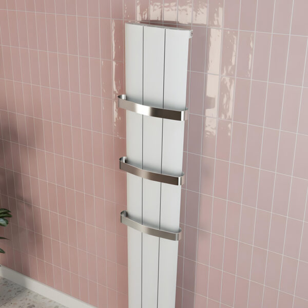 Saturn white aluminium designer radiator vertical | Bathshed | delivery Ireland and the uk