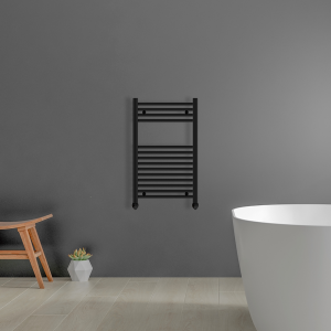 Black heated towel rail | Bathshed | Bathrooms Ireland and The UK | Discount Bathrooms | Ladder Towel rails