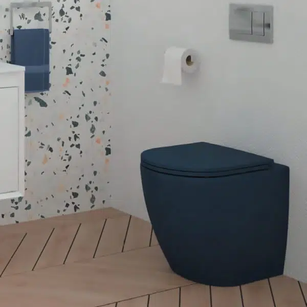 Avanti Parisian Blue Back to Wall Toilet & Soft Close Quick Release Seat