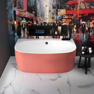 Mila Red back to wall Freestanding Bath | Custom Coated Freestanding Baths | Baths | Delivery Ireland and the UK | Bathshed