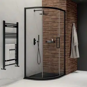 black 1 door quadrant shower