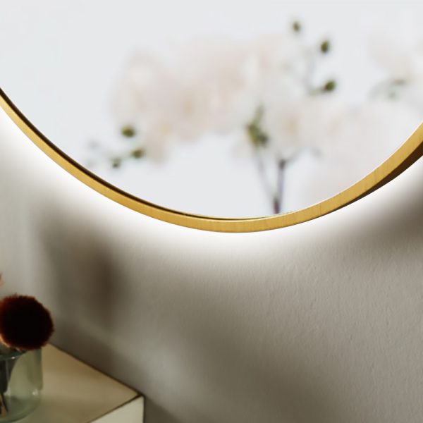 Asti Round Brushed Brass LED Mirror