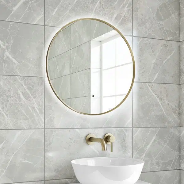 asti brushed brass led mirror