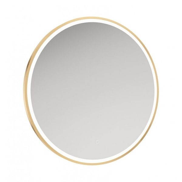 astrid round gold led mirror