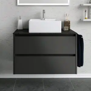 metro anthracite wall hung vanity unit with slate worktop