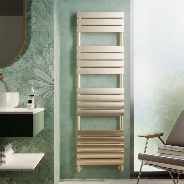 brushed brass heated towel rail