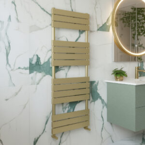 oro brushed brass heated towel rail | clearance items | Bathshed | nationwide delivery UK and Ireland