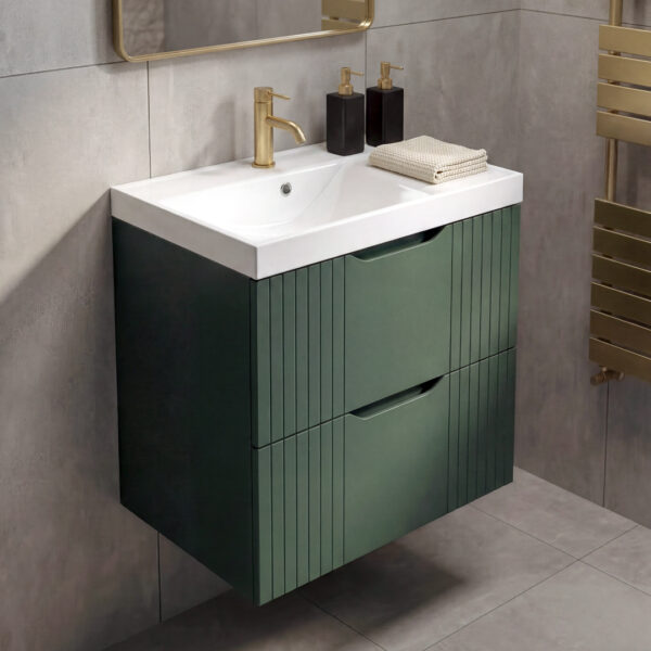 varys green modern wall hung vanity unit | Nationwide delivery uk and ireland | Bathshed